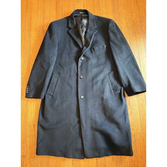 Ralph Lauren men's Columbia Classic Black Overcoat top Coat size 48R $495 - Picture 7 of 9